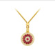 Young古法沙金红宝石玫瑰吊坠女仿黄金镶钻红刚玉八宝罗盘项链女