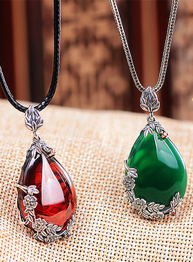 young黑红复古碧玉镜中花泰银