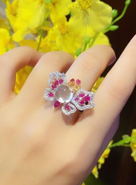 水沫玉仿翡翠蝴蝶戒指小红书