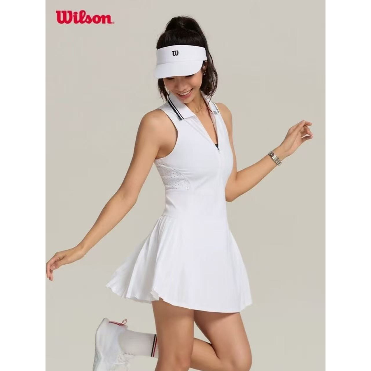Wilson威尔胜女款网球运动弹力冲孔透气舒适连衣裙WW00310411WTA