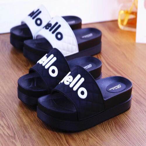 PVC松糕底甜美字母增高松糕底