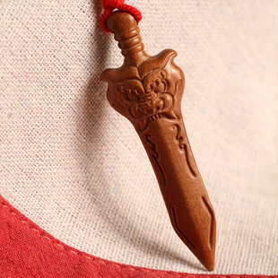 【壮的响亮】獅咬劍 雷击枣木 挂件饰品雕刻 安神助眠