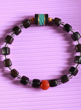 【壮的响亮】清净自在 紫光檀/朱砂莲花/白水晶/手链手串念珠