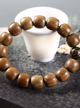 【壮的响亮】古韵长安绿檀/镶铜钱币香灰珠/手链手串饰品新中式