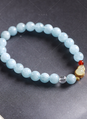 【壮的响亮】碧海星辰海蓝宝小葫芦手链手串