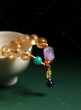 【壮的响亮】紫金福祥黄水晶紫水晶手链手串