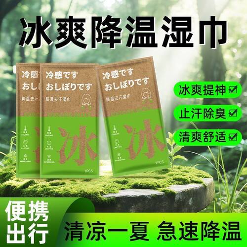 户外运动冰感降温提神湿巾