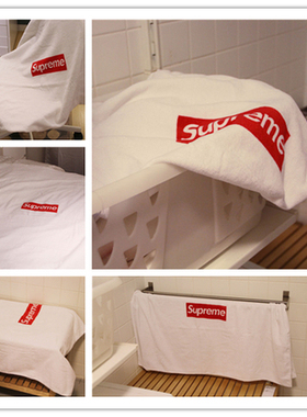 supreme毛巾浴巾纯白潮人沙滩巾健身跑步毛巾超大运动吸水快干
