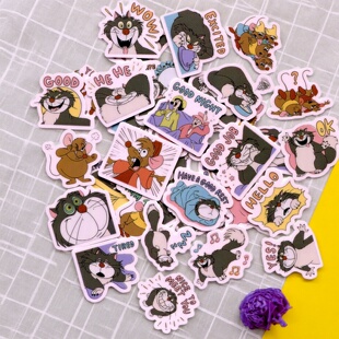 魯斯佛(灰姑娘)路西法猫跩猫迪士尼 自制手帐防水水杯贴纸 40枚