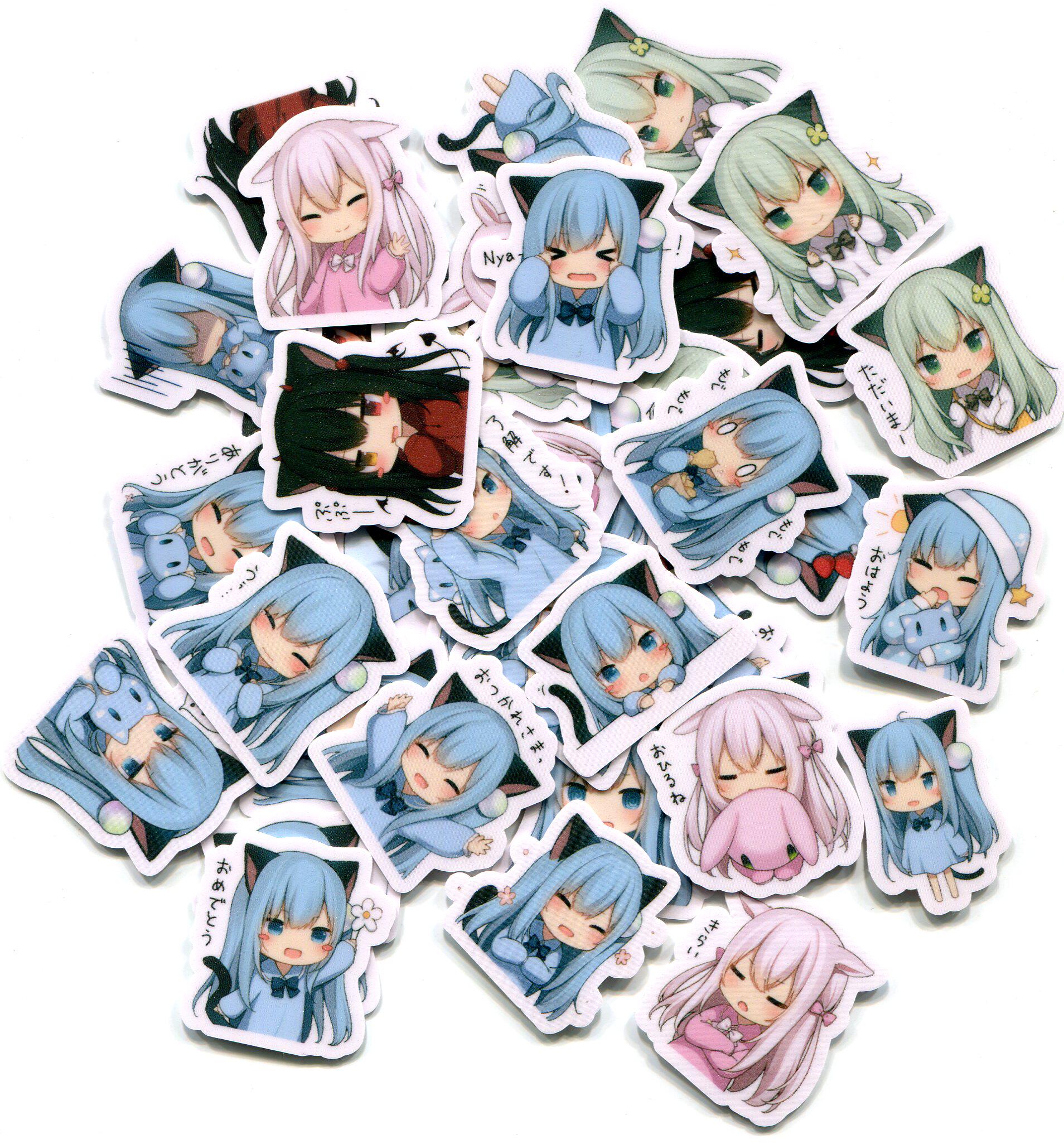 猫羽雫01 自制手帐手机相册防水可爱装饰diy贴纸  40枚 z 1176