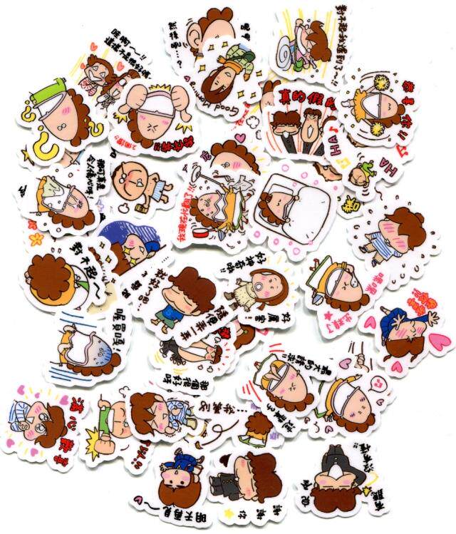 line表情贴纸 我们这一家 自制手帐手机卡通防水贴纸 40枚 z 551