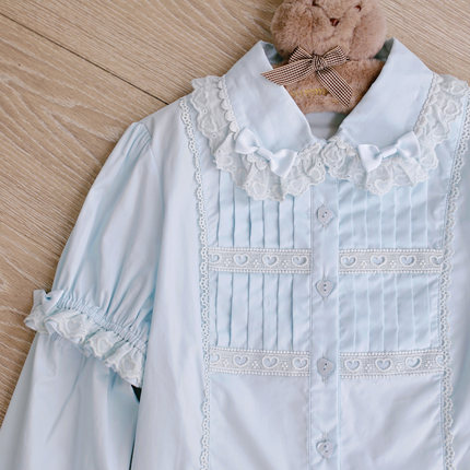 semi lolita尤朵拉接袖泡泡袖可爱古早衬衣