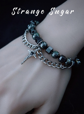 怪糖饰物集原创十字珠串链条手链