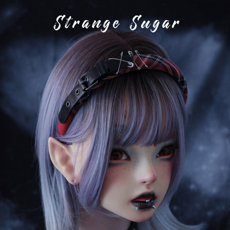 怪糖饰物集原创皮扣红色格纹发箍