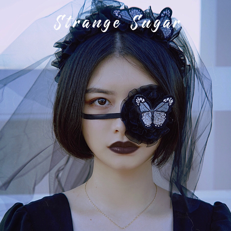 怪糖饰物集原创手工暗黑蝴蝶眼罩哥特吸血鬼僵尸新娘