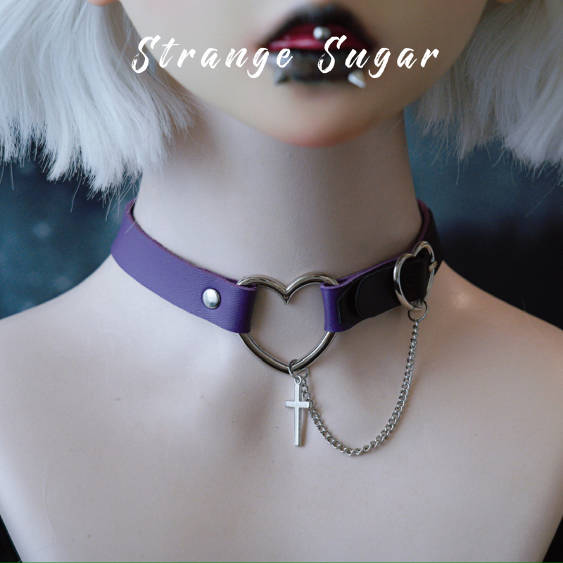 怪糖饰物集原创十字链条爱心颈链