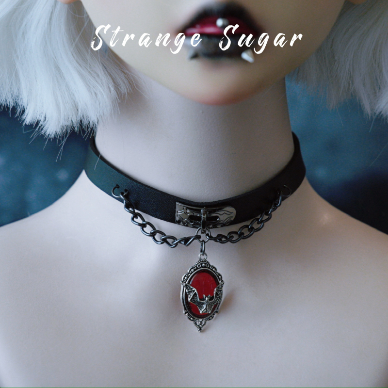 怪糖饰物集原创红色蝙蝠吊坠颈链