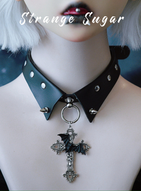 怪糖饰物集原创蝙蝠十字假领颈链