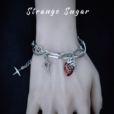 怪糖饰物集原创心脏吊坠链条手链