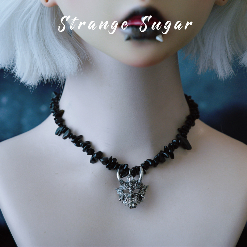 怪糖饰物集原创恶鬼面具碎石项链
