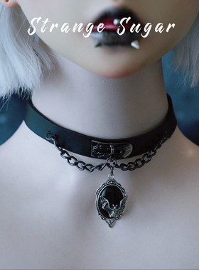 怪糖饰物集原创黑色蝙蝠吊坠颈链