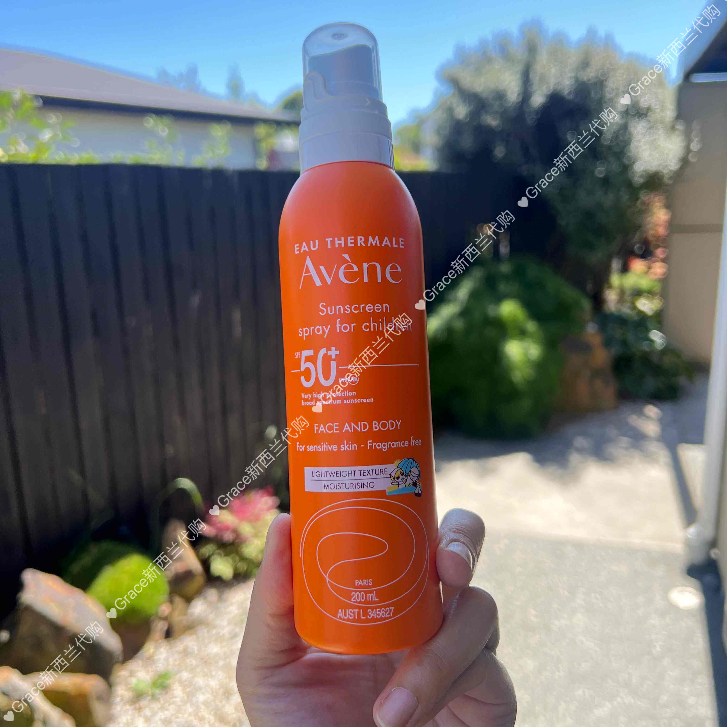 新西兰代购 新版雅漾avene儿童防晒喷雾spf50 高倍防晒 200ml自用