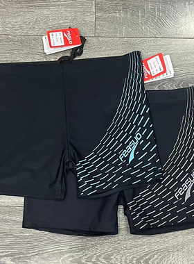 FeAs男速干侧边字母印花专业竞赛中腰男士成人三分短裤平角游泳裤