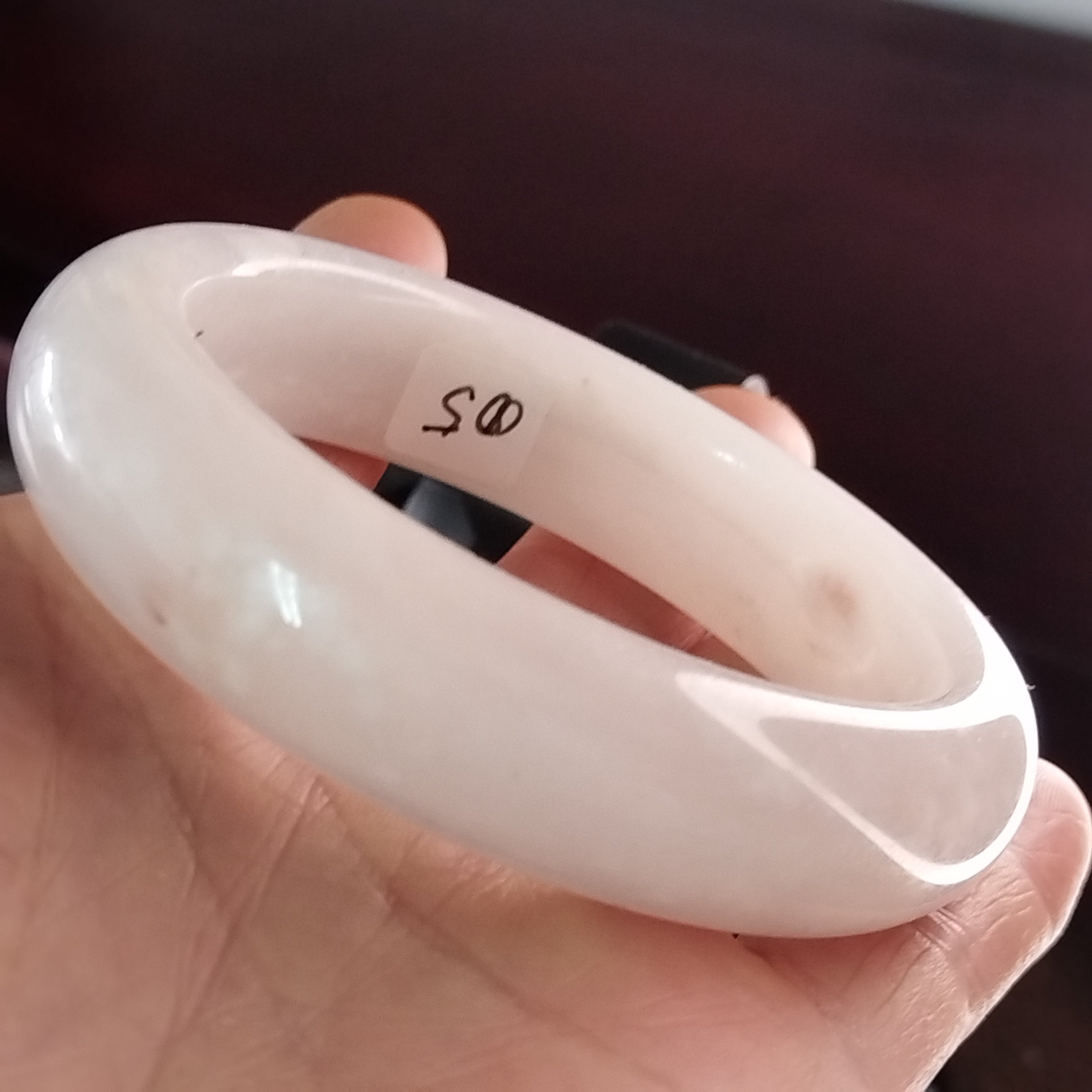 天然金丝打磨玉镯，婚纱清新淡雅，细腻清新款57.2内径手镯飘花棉