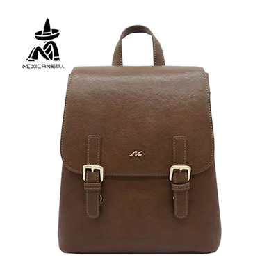 稻草人女包双肩包2025冬季新款大容量复古旅行外出背包学生背包包