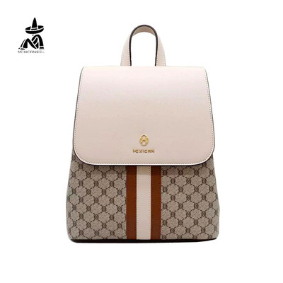 稻草人女包女士双肩包2024春新款休闲撞色印花品牌高品质旅行背包