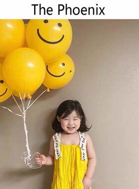 ins韩国同款黄色笑脸表情乳胶气球生日派对布置场景装饰拍照道具