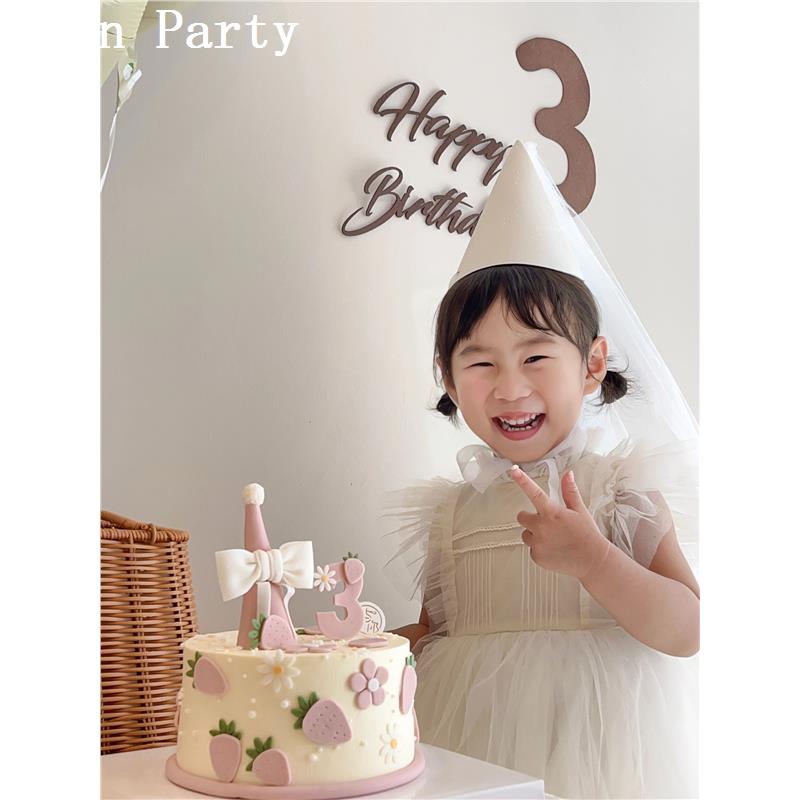 宝宝生日帽子派对装饰用品公主头纱发箍儿童女童头箍不勒头发饰