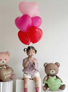韩系ins风可爱小熊气球生日周岁爱心气球束装饰装扮布置拍照道具