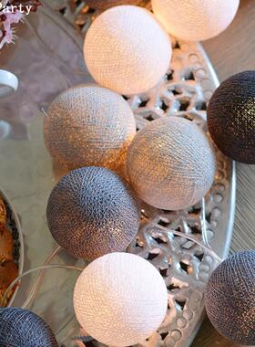 ins风棉线球灯串卧室汽车后备箱装饰圣诞节满天星少女闪灯彩灯串