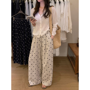 阔腿裤 TFblue 26年夏上新韩系经典 简约百搭波点棉麻裤 2198 休闲裤