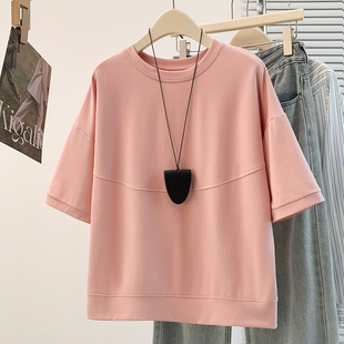 短袖 实拍夏季 设计感宽松休闲减龄百搭高级感大码 韩版 T恤 新款