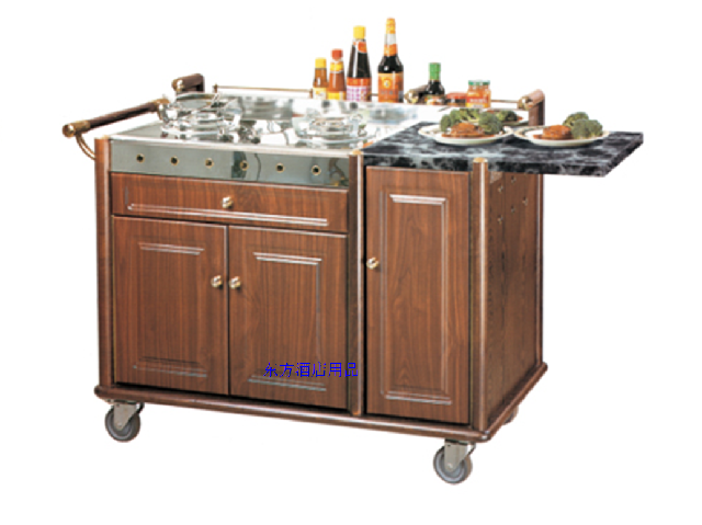 大理石面煮餐车 双头煮餐车 手推餐车 鲍鱼车西餐车煤气燃气车