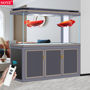 鱼缸客厅大型2024新款 轻奢玄关落地底滤生态智能水族箱隔断柜屏风
