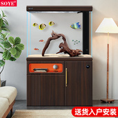 智能超白鱼缸水族箱玄关家用客厅屏风落地中型底滤小型隔断免换水