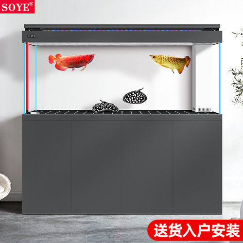 鱼缸客厅大型专业底滤落地2023新款超白生态水族箱屏风智能家用