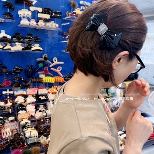 辛欣韩国进口东大门新款蝴蝶结醋酸精致审美弹簧夹发夹头饰女