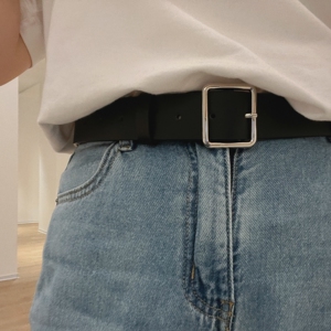 B218-PD32-P15潮流ins纯色黑银头个性男女情侣皮带腰带饰品百搭新图片