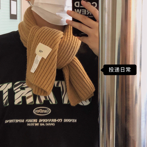 B218-WJ24-P20贴标潮流围巾男女纯色保暖围脖休闲百搭2022图片