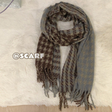 B218-WJ28-P25拼色千鸟格子纹潮流加厚流苏围巾围脖男女款冬保暖，围巾，电商B218