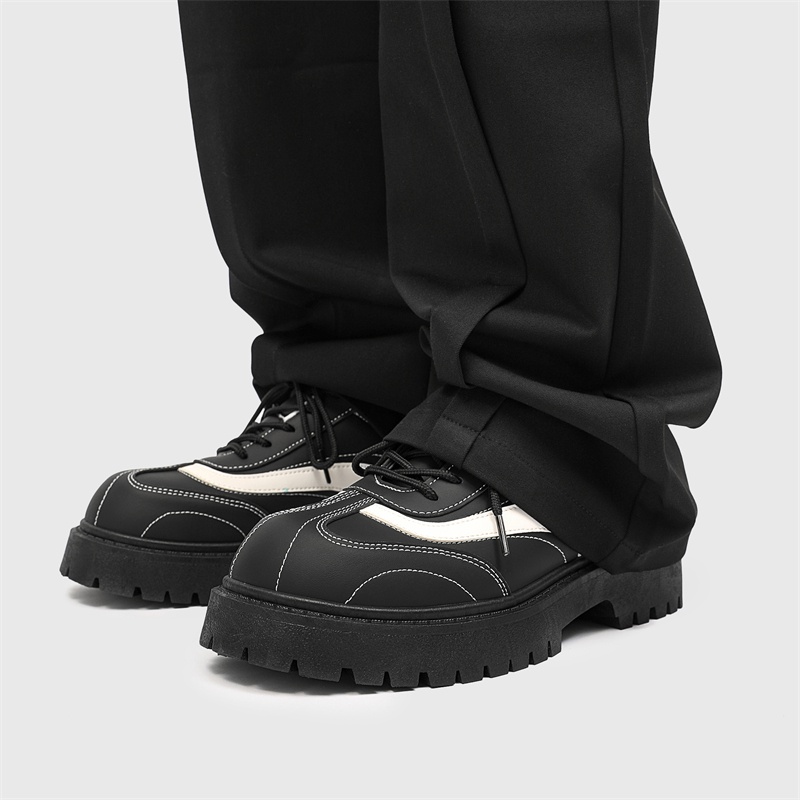 B218-1982-P65春季低帮男士港风休闲大头皮鞋男车缝线拼色潮鞋24，男鞋皮鞋，电商B218