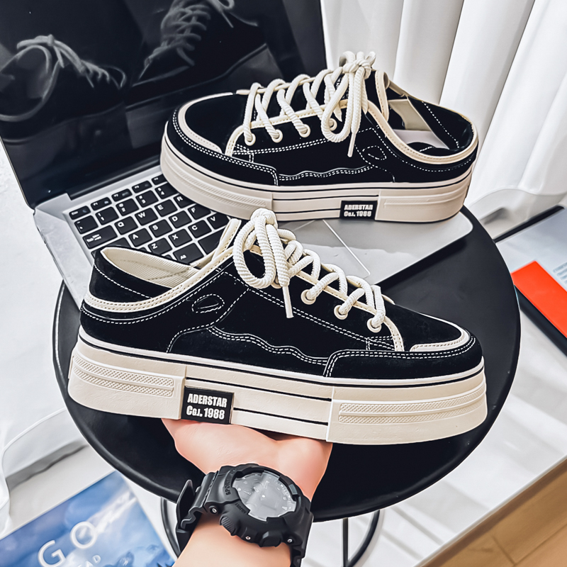 XZ1613-2581-P60厚底增高男士低帮帆布鞋子可踩脚穿夏天透气2025，商品下架区商品下架区，星座1613（原B218）