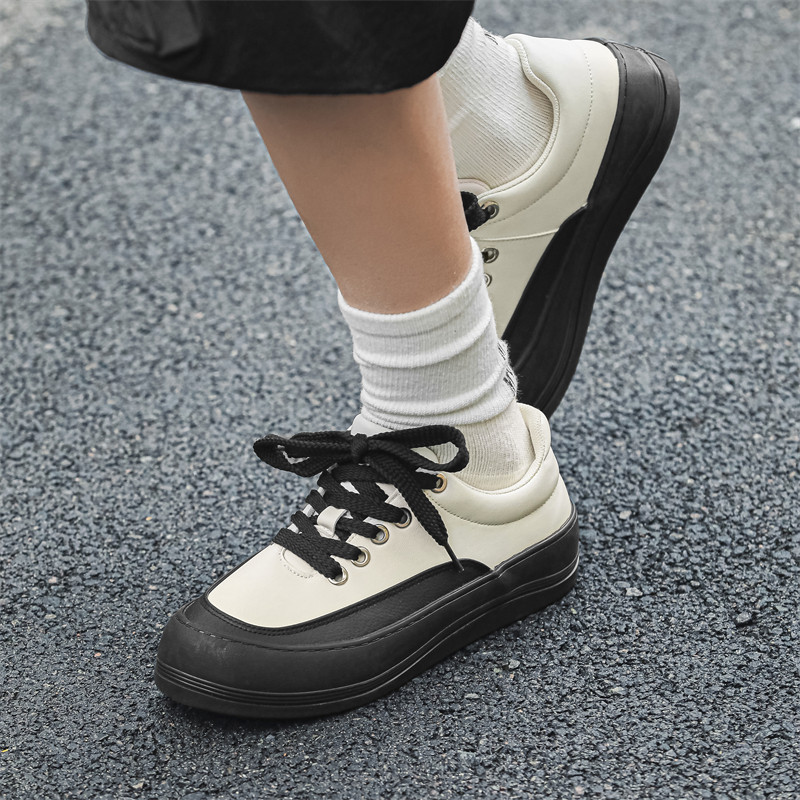 B218-2252-P80男鞋2024新款小众设计黑白撞色厚底休闲运动板鞋子,男鞋休闲鞋,星座1613（原B218）