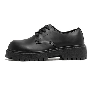 米奇时尚休闲皮鞋新款男士黑色大头皮鞋子B218-1910-P65图片