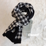 B218-WJ26-P28围巾男女同款冬季新款2022拼色黑白配色格子笑脸花，围巾，电商B218