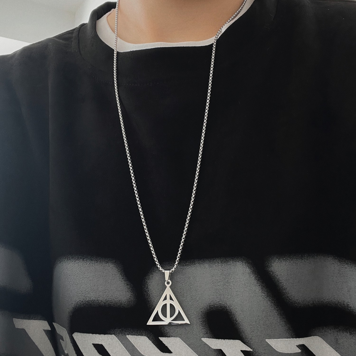 B218-S102-P15几何吊坠项链饰品男女情侣学生休闲银色金属锁骨链，头饰，星座1613（原B218）